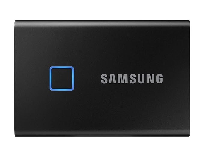 Samsung T7 Touch 1TB Up to 1,050MB/s USB 3.2 Gen 2 (10Gbps, Type-C) External Solid State Drive (Portable SSD) Black (MU-PC1T0K)