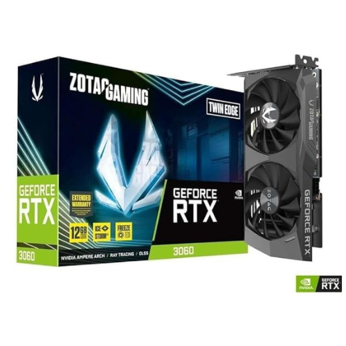 Zotac Gaming Ge Force RTX 3060 Twin Edge GDDR6 12GB 192 Bit PCIe 3.0 PCI_E_X16 with Ice Storm 2.0 Cooling, 1777 Mhz Boost Clock & 5 Years Warranty (3 Years Warranty + 2 Years Extended Warranty)